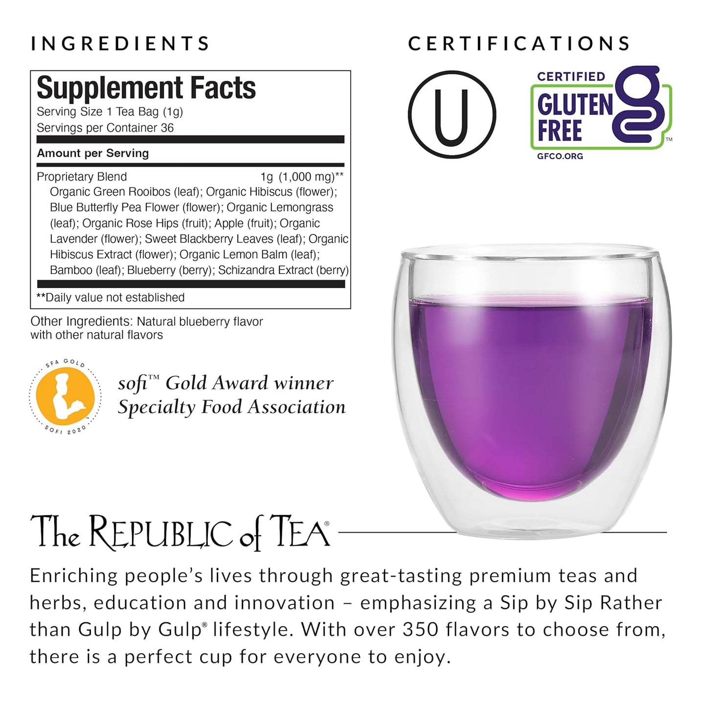 - Beautifying Botanicals® Daily Beauty Blueberry Lavender Herbal Tea Bags(36 Count)