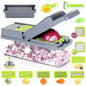 14 in 1 Vegetable Fruit Cutter Dicer Slicer 8 Blades, with Container & Drain Basket