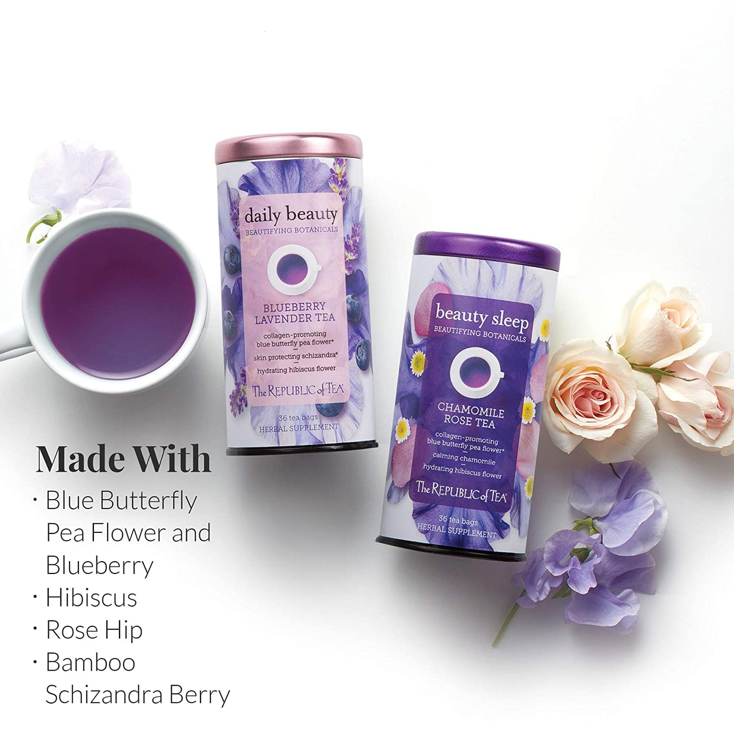 - Beautifying Botanicals® Daily Beauty Blueberry Lavender Herbal Tea Bags(36 Count)