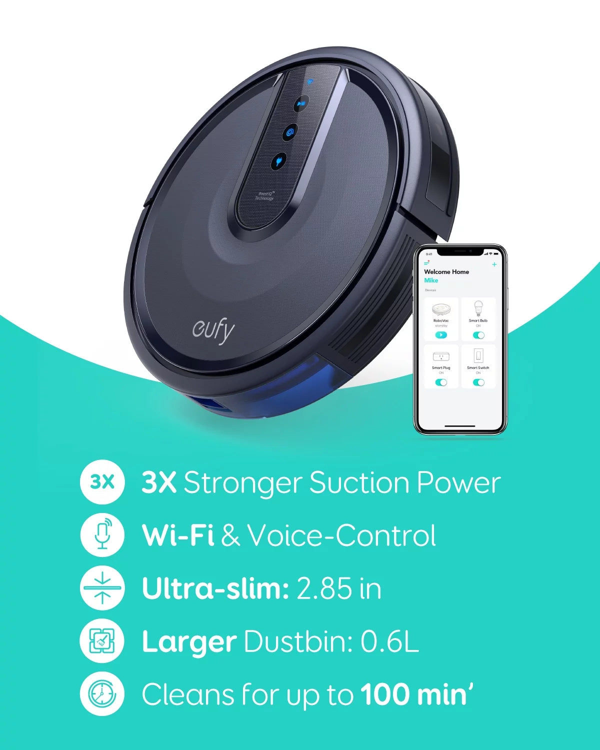 Robovac 25C Wifi Robot Vacuum – for Hard Floors & Carpets+ Alexa/Google Voice Control