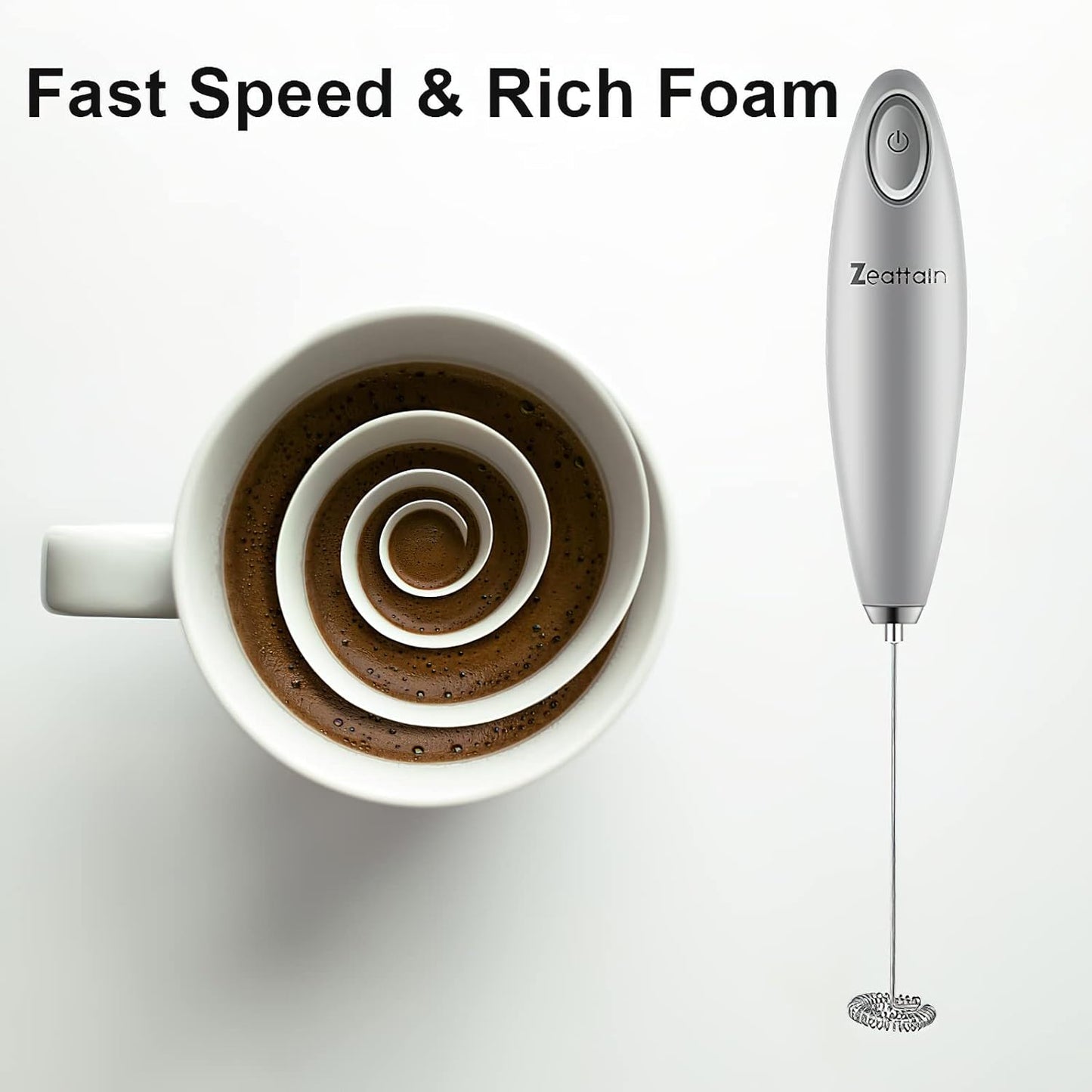 Milk Frother Handheld Mixer, Battery Operated Electric Whisk 