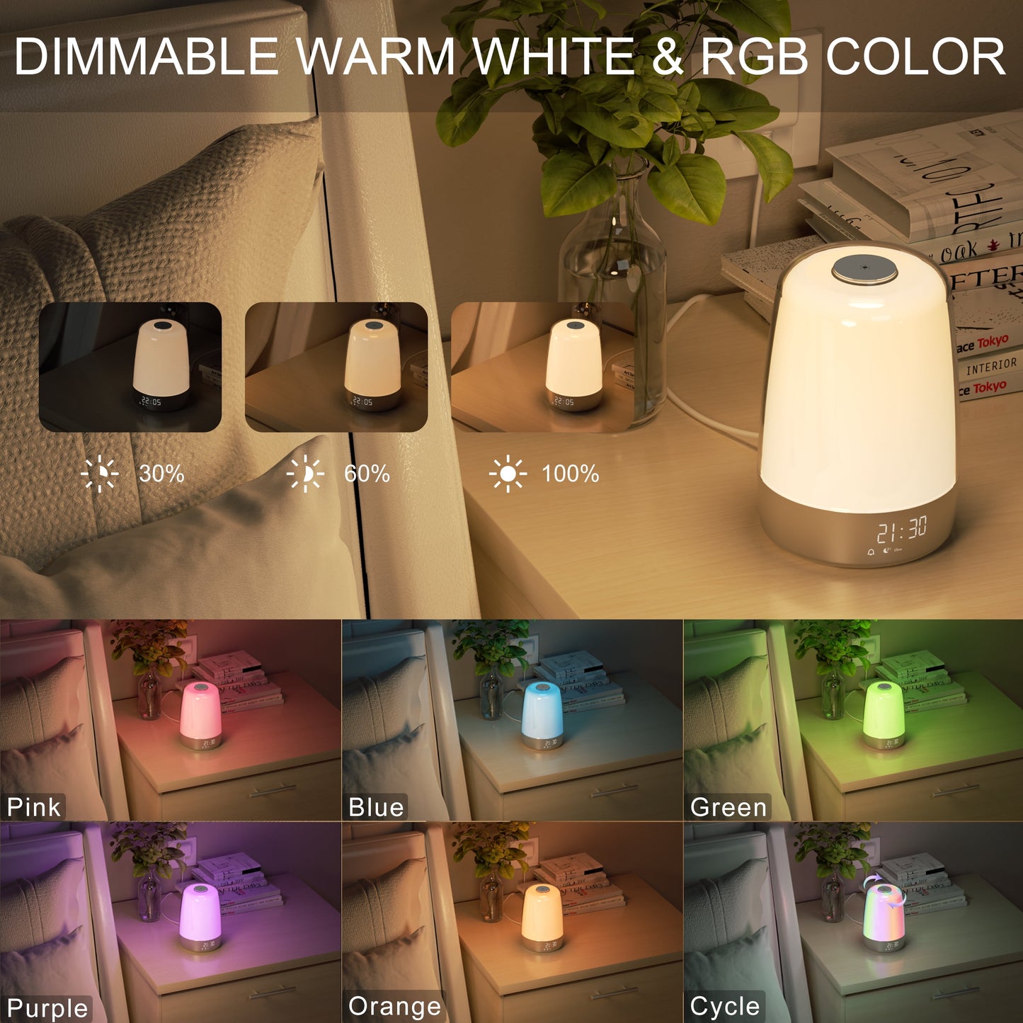 Sunrise Alarm Clock Wake up Light  3 Ways Dimmable
